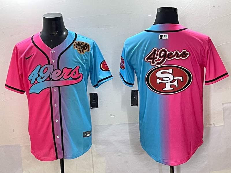 Men 2025 San Francisco 49ers blank Pink Blue pink Nike Limited NFL Jersey 003->san francisco 49ers->NFL Jersey